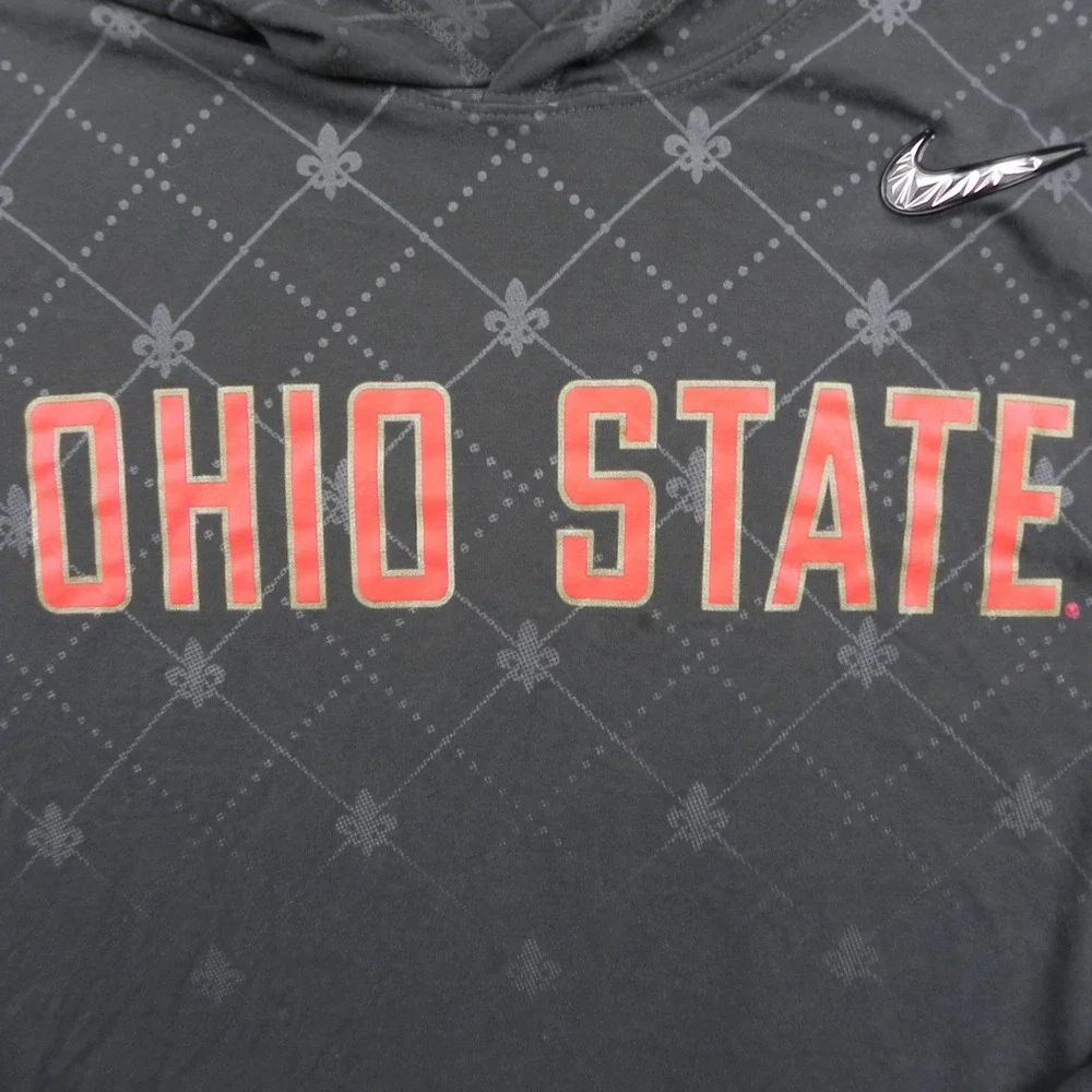 Nike Ohio State Hoodie Mens Large Gray Dri-FIT Long Sleeve T-Shirt Buckeyes NCAA